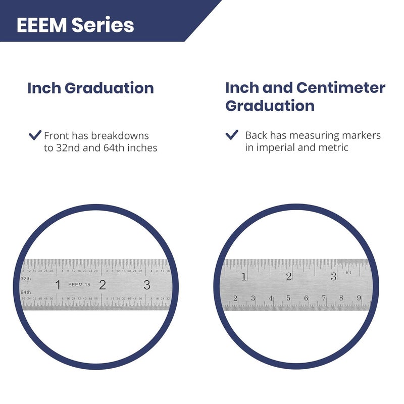Pacific Arc Stainless Steel Ruler Inch and Metric, with 32nd and 64th Graduations, 6 Inches - Image 3